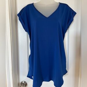 Blue Women’s Large Express V-Neck Short Cuff Sleeve Gramercy Tee